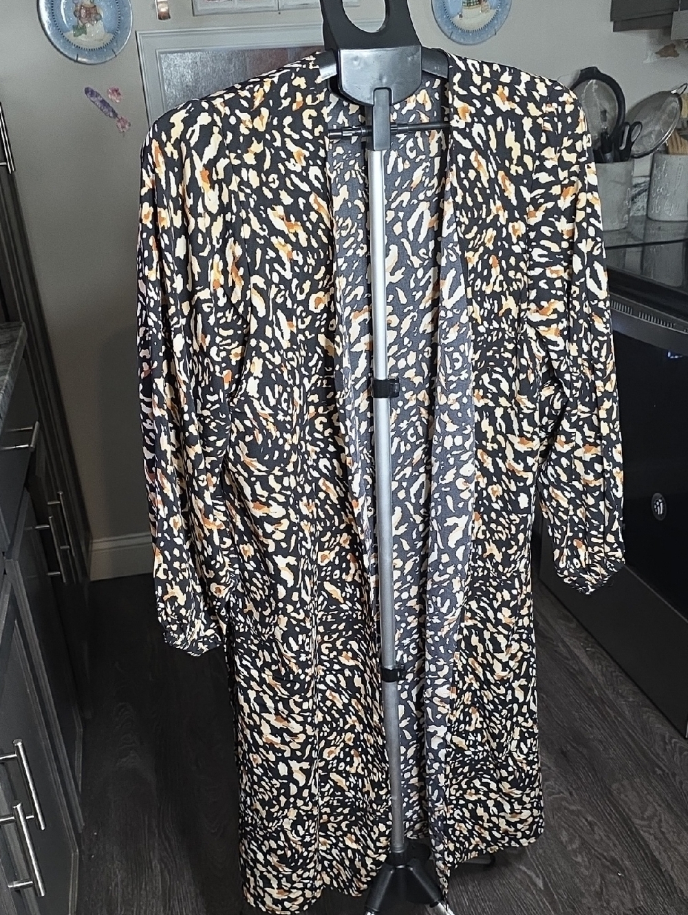Women's  Abstract Print Open-Front Cardigan